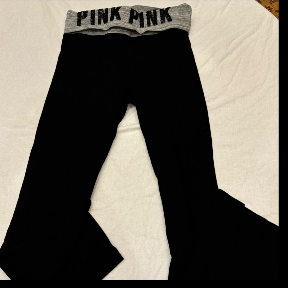Y2K - 2010’s Style Victoria's Secret PINK VS Foldover Yoga Pants Flare Sparkly